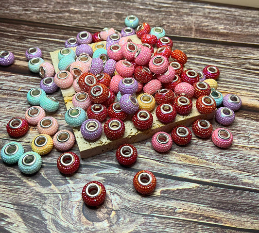 Opaque Resin European Beads, Large Hole Beads